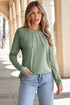 Raglan Long Sleeve Exposed Seam Detail Relaxed Fit Crew Neck Top